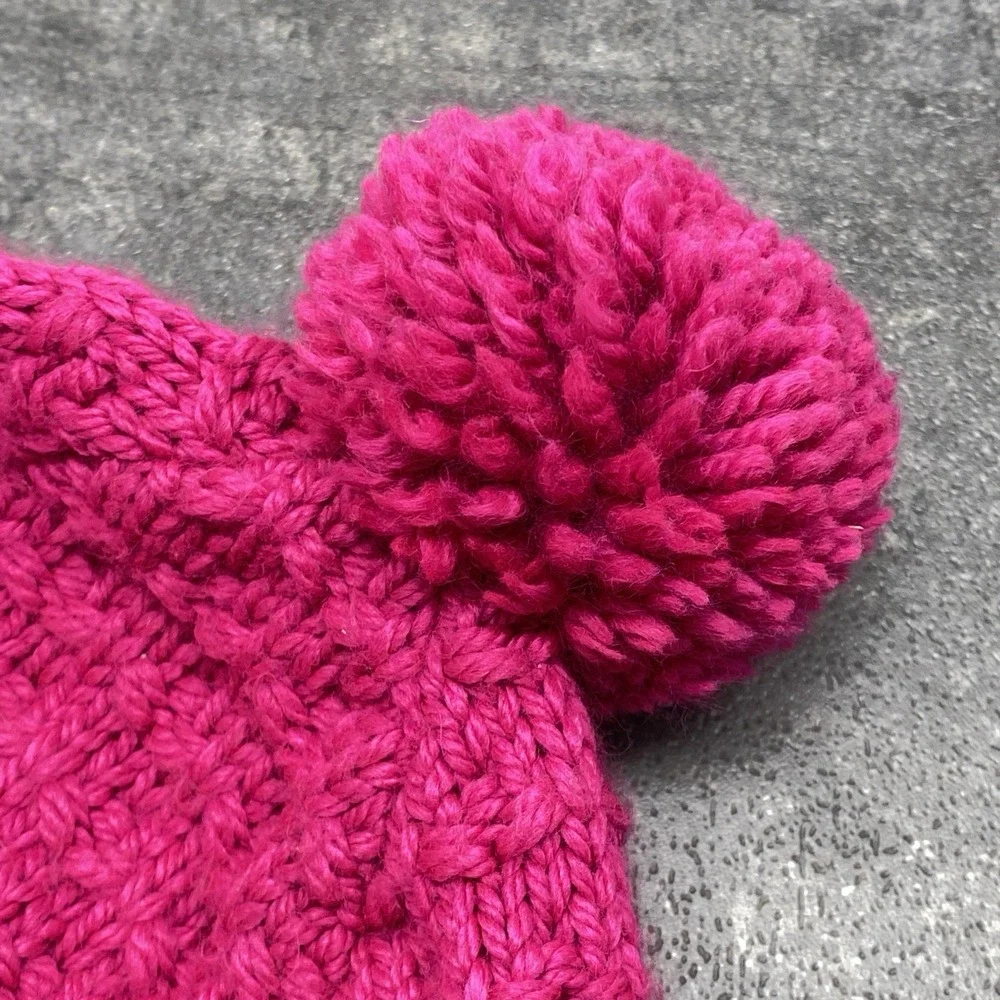 Mammut Pink‎ Knit Pommel Beanie Ski Hat Top Pom Fleece Lining One Size Germany